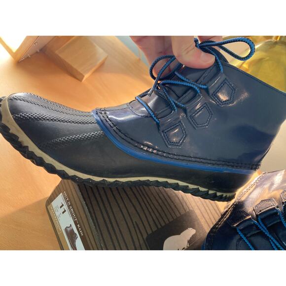 Sorel Out & About Rain Boots ~ Waterproof Navy & Black With Box ~ Sz 11 - Picture 2 of 5